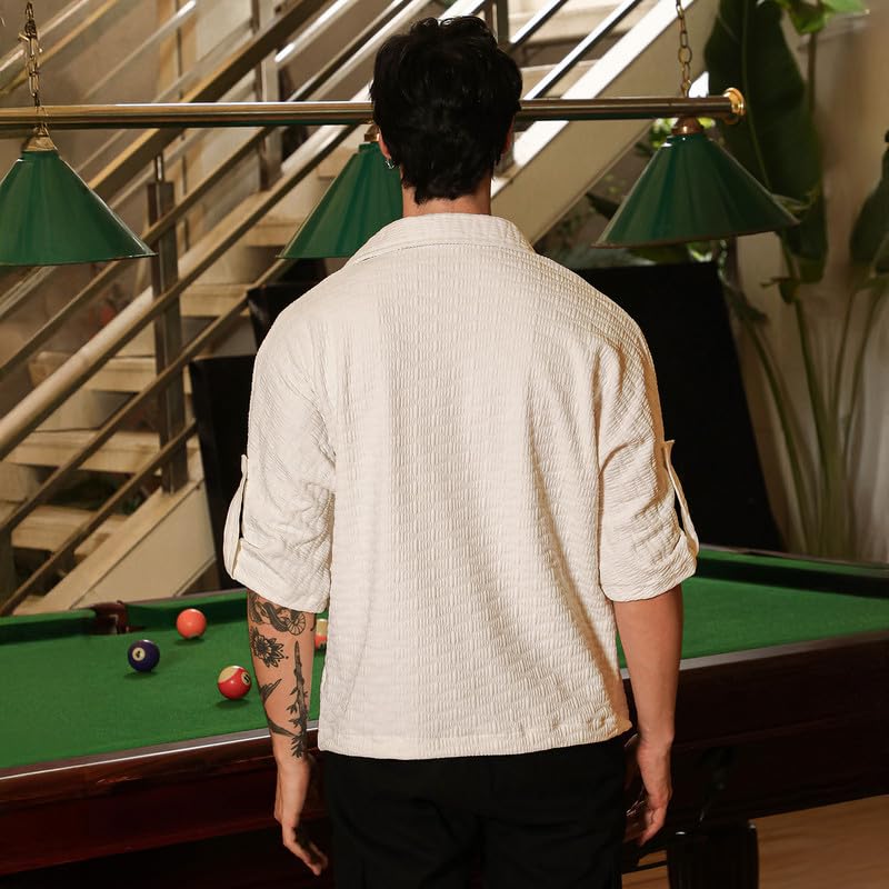 Image of CAHOOT Men's Bisque Shirt Casual Wear | Spread Collar | Long Sleeve | Button Closure | Shirt Crafted with Comfort Fit for Everyday Wear
