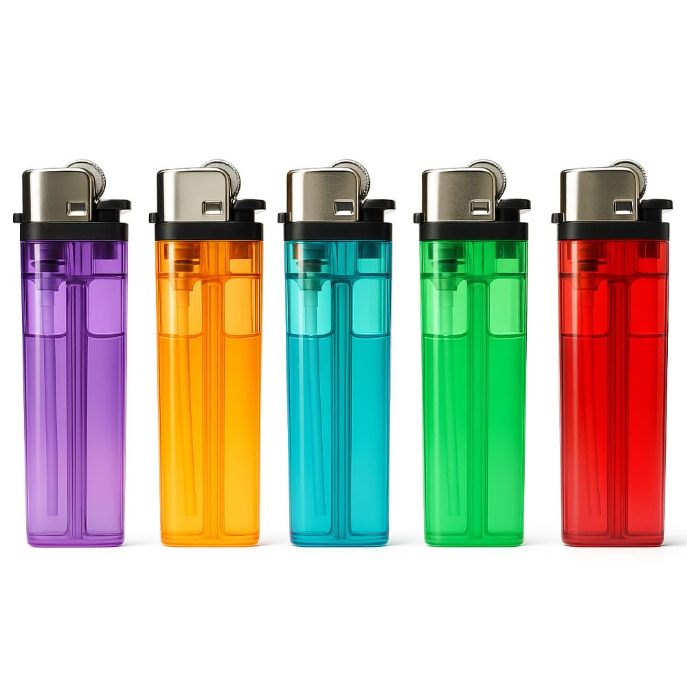 BML 5 x Multipack Disposable Lighters Adjustable Flame Windproof Pocket Lighter Reliable Ignition Child Safe Lighter for Camping Candle Kitchen Lighters Assorted Colors