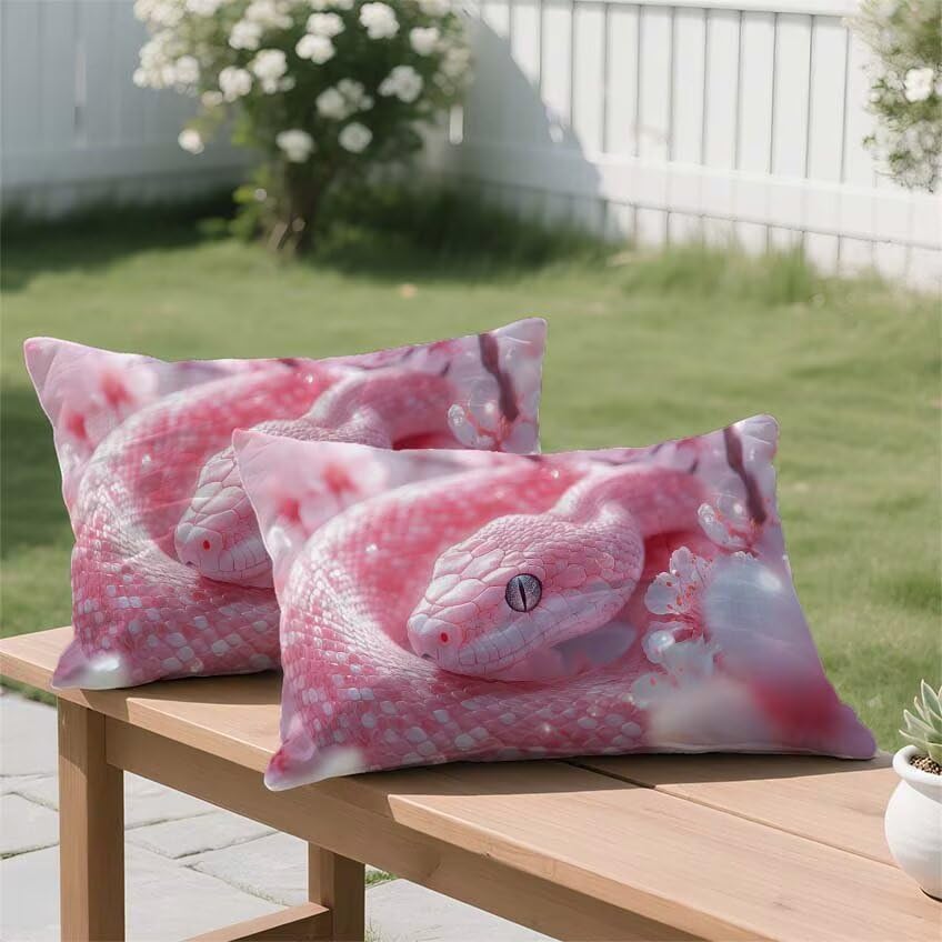 Housse de coussin imperméable 50x90cm rose résistant à l'eau pour canapé de patio