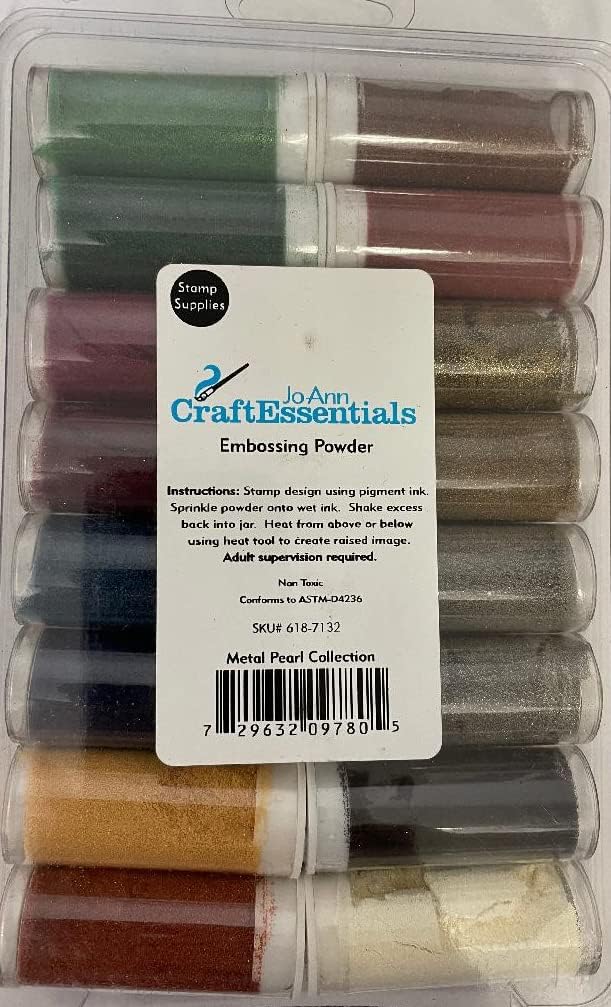 Craft Essentials Embossing Powder, Metal Pearl Collection, 16 Colors