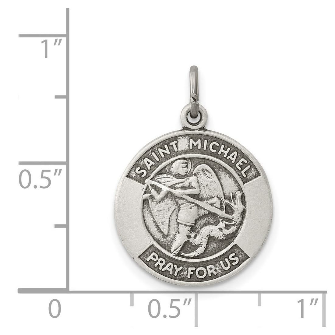 Medaillen-Anhänger Sterlingsilber oxidiert, Gravur des Heiligen Michael