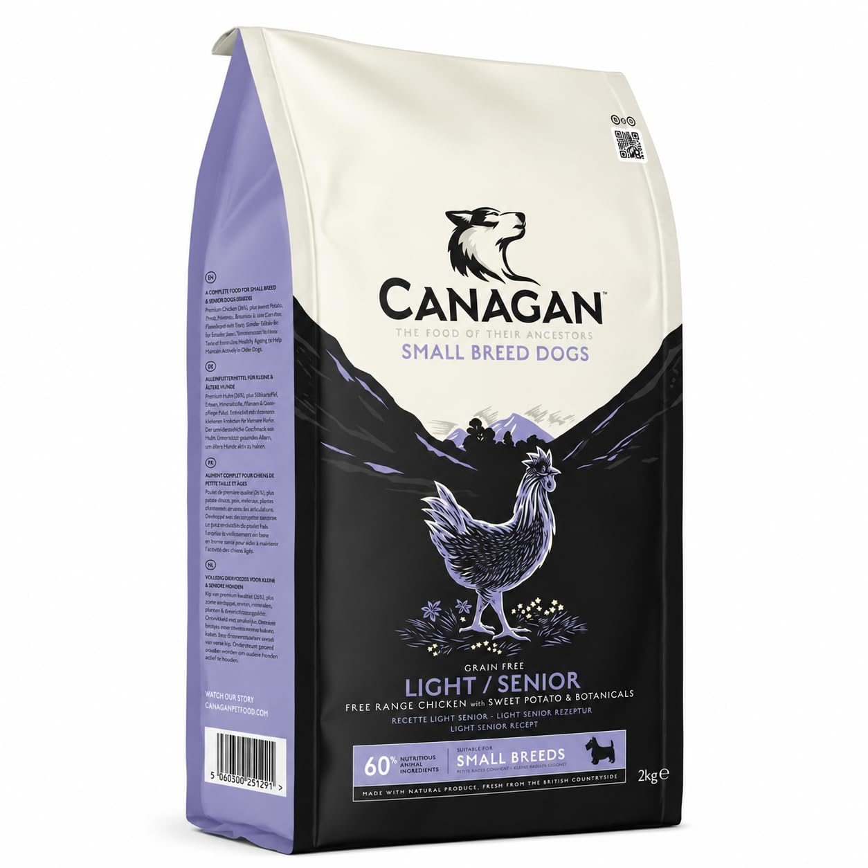 Canagan Grain Free Dry Dog Food for Small Breeds - Light/Senior Recipe with Free-Range Chicken - 2kg bag