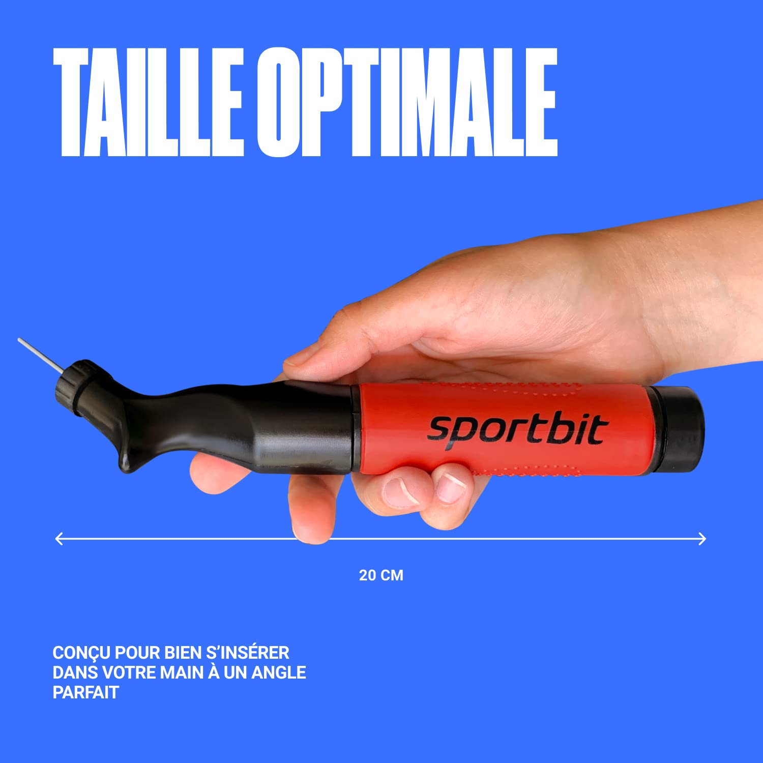 SPORTBIT Pompe à Ballon avec 5 Aiguilles – Système Push & Pull – Pompe à Air Portable pour Football, Basketball, Volleyball et Ballons de Sport