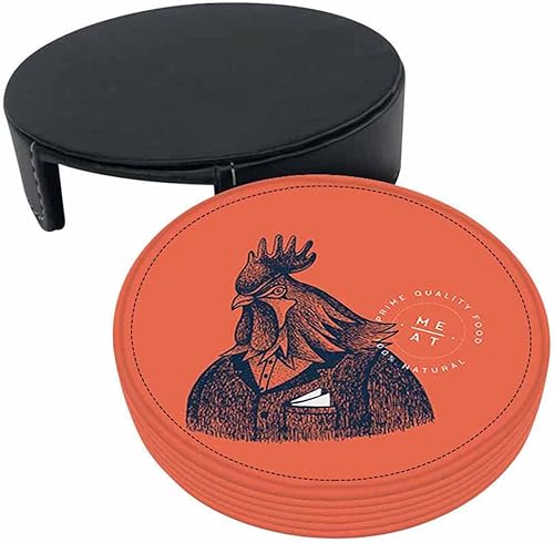 Miniatura 4 de Juego de 6 posavasos redondos para bebidas, juego de 6 posavasos con caja de almacenamiento, regalos de inauguración de la casa, divertidos