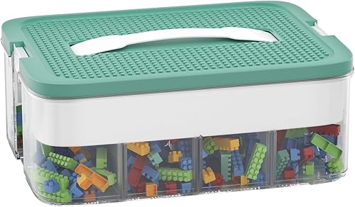 Organizador de juguetes apilable, contenedor de almacenamiento apilable con 16 compartimentos grandes, caja de almacenamiento compatible con
