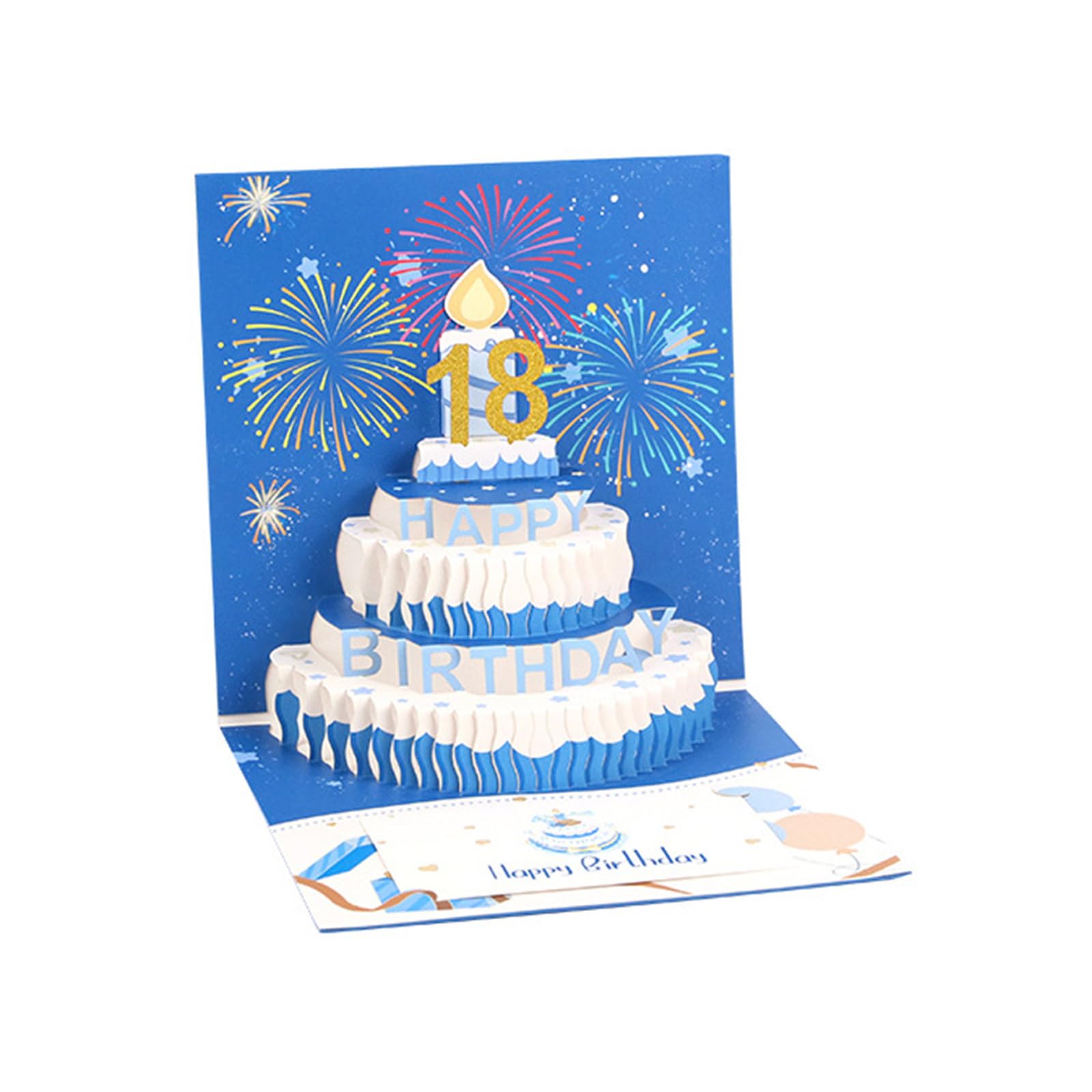 Elnwnnkc Festival 3D Birthday Greeting Card Pleased 3D Popup Cake Birthday Card with Sparkles Display Party Accessory