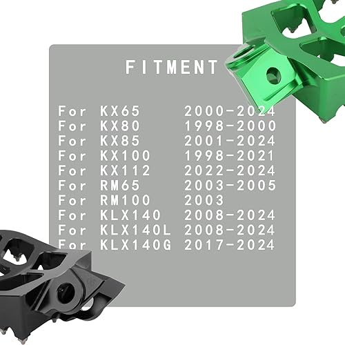 Miniatura 2 de NACORE Estriberas de pie de motocicleta para KLX140 KLX140L 2008-2023, KX65 2000-2023, KX85 2001-2023, KX100 1998-2020 Dirt Bike NEGRO