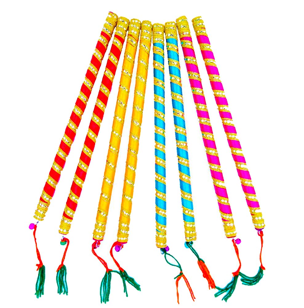 Avanti Creation Designer Diamond Dandiya Sticks for Navratri Garba Dance Multicolor Traditional Dandiya Stick for Garba Night 14.4 Inhces Set of (2)-image-8