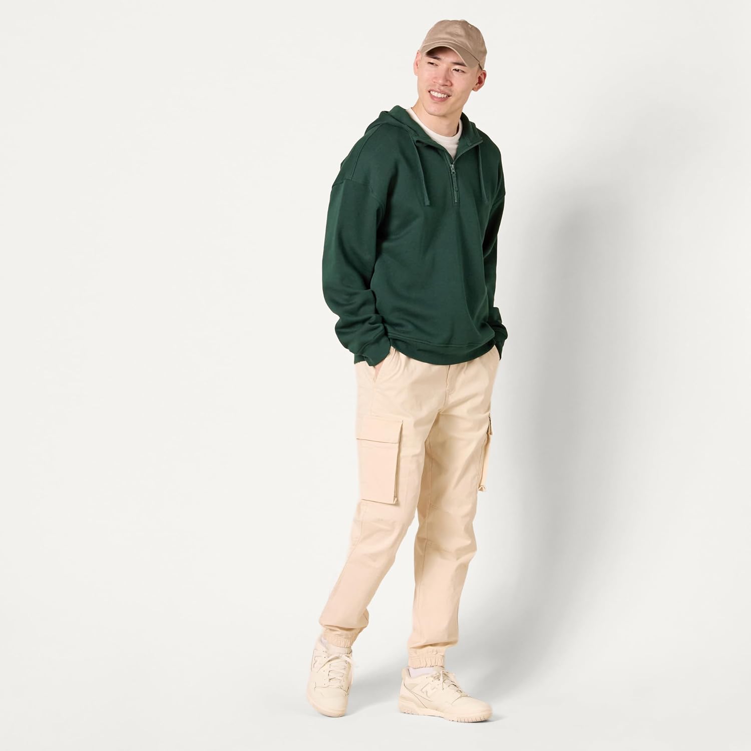 Amazon Essentials Men's Quarter-Zip Oversized-Fit Hoodie Sweatshirt