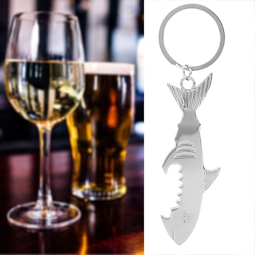 Miniatura 6 de Abridor de botellas de cerveza con forma de pez de metal, 2 en 1, regalo de boda, fiesta, multiusos, ajuste en tu llavero de regalo