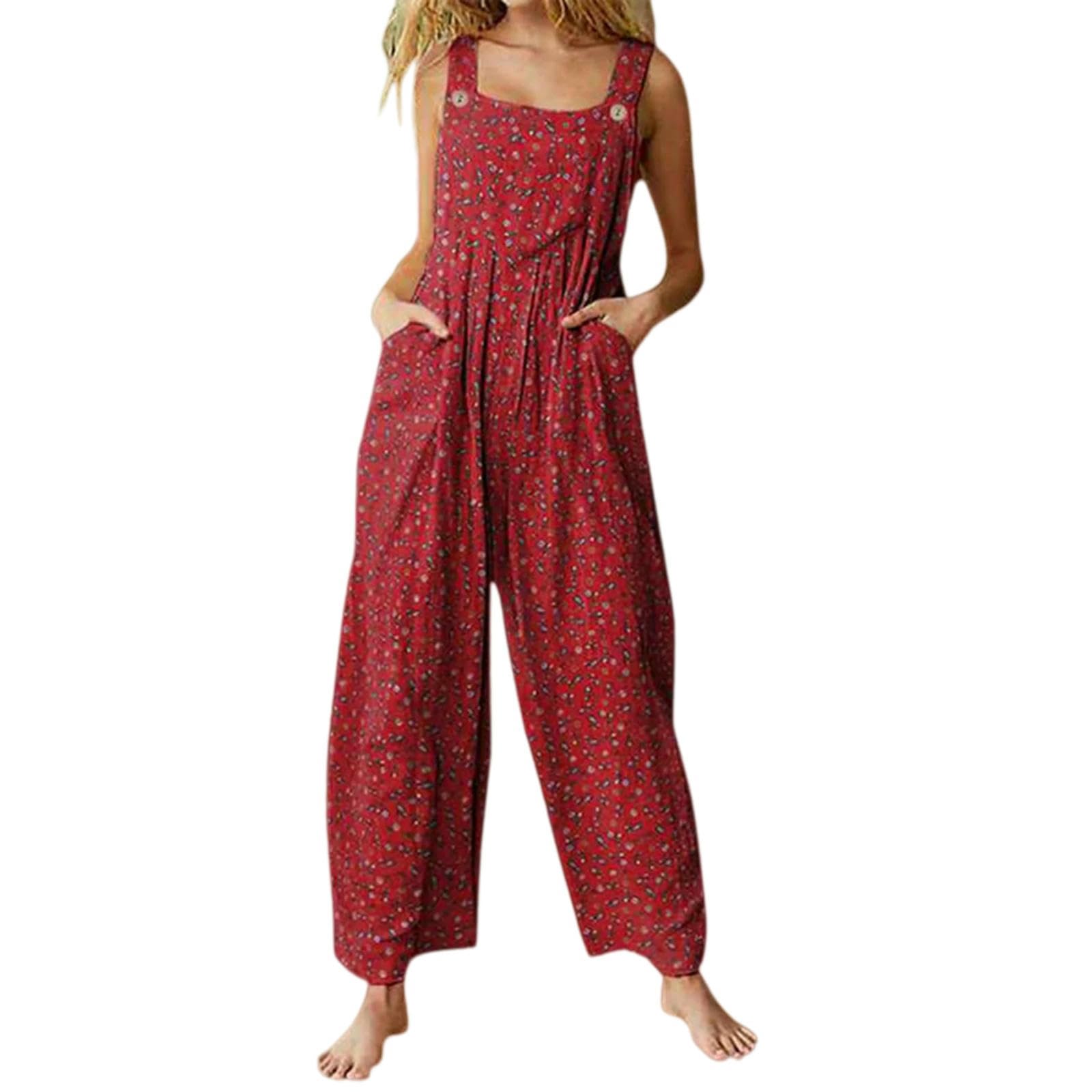 Mono De Verano Mono Holgado Informal De Verano para Mujer con Estampado Floral.