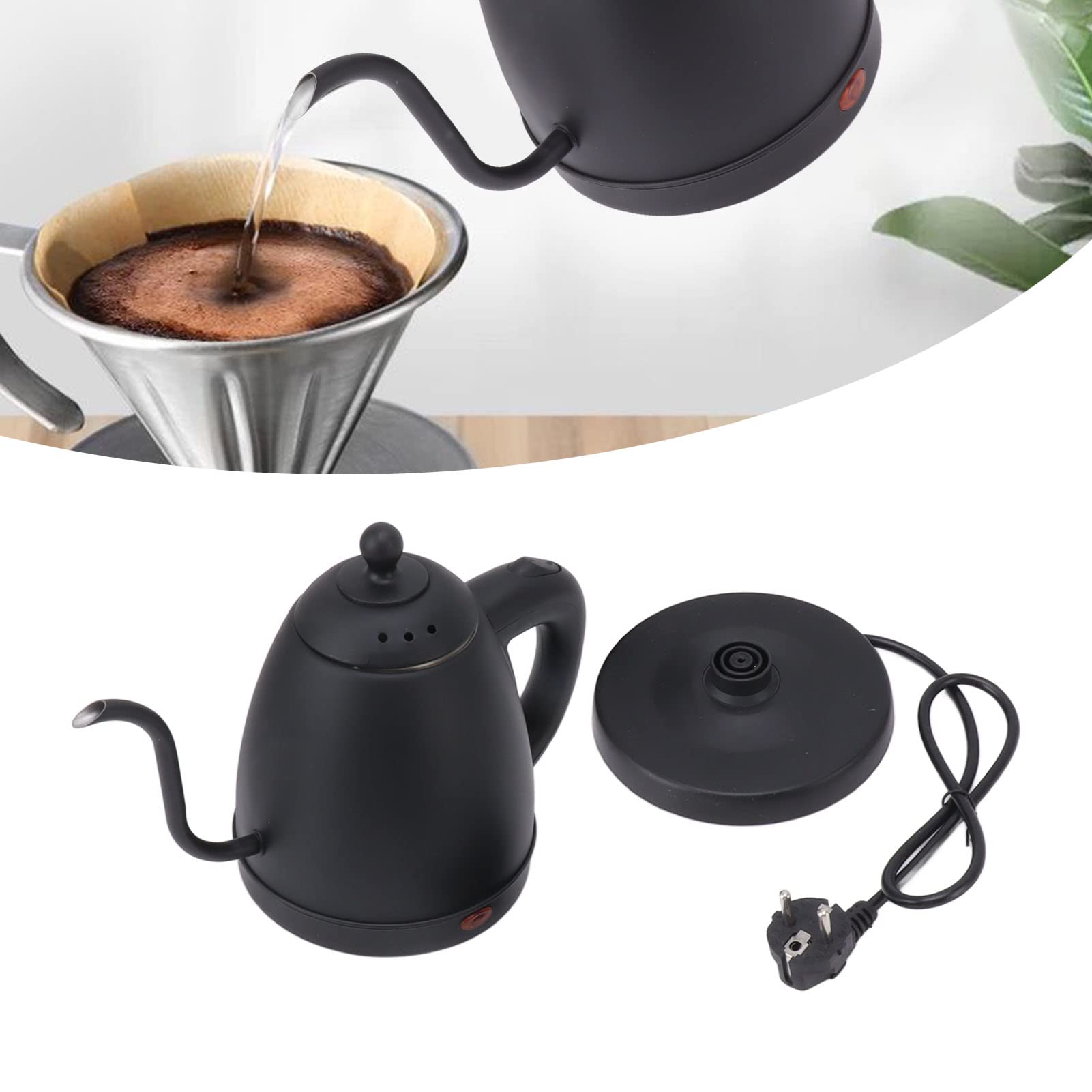 Hervidor Eléctrico de Cuello de Cisne, Acero Inoxidable, 1.2 L, Ebullición Ultrarrápida, para Café y Té