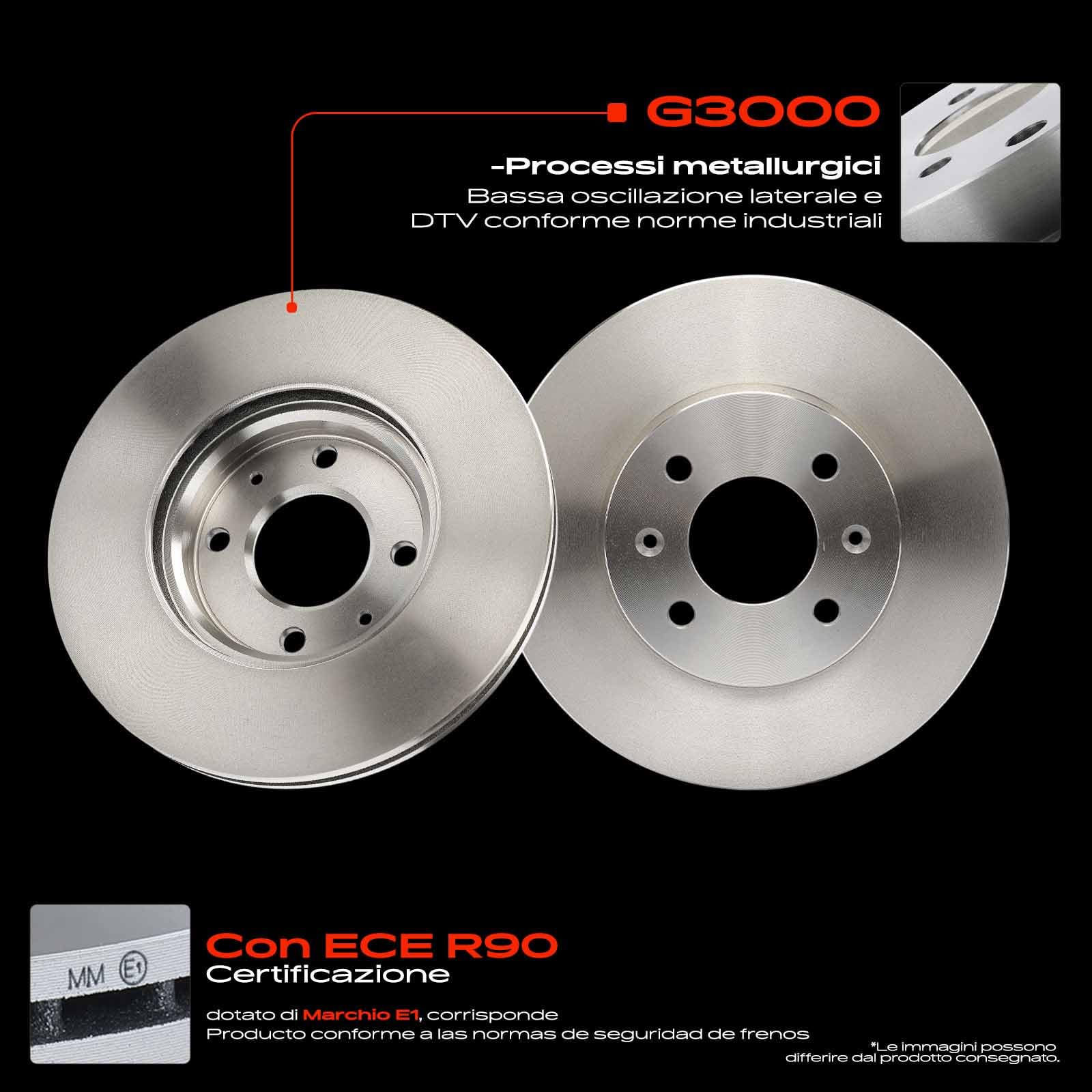 Frankberg 1 set freni incl. 2 dischi freno + 4 pastiglie freno anteriori | 58101C8A50, 58101C8A00; Compatibile con: Rio III UB, i20 GB IB, Rio IV FB SC YB, i20 Coupé GB, i20 Active GB IB