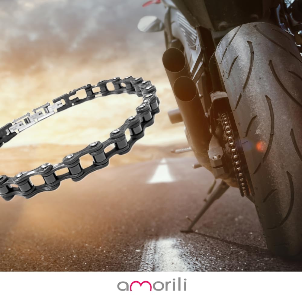 Bracciale Uomo Catena Moto Acciaio Inox e Fibra di Carbonio – Braccialetto Riders Stile Biker Leggerissimo – Gioiello Maschile Sportivo – Idea Regalo Appassionati Moto bcc2022b