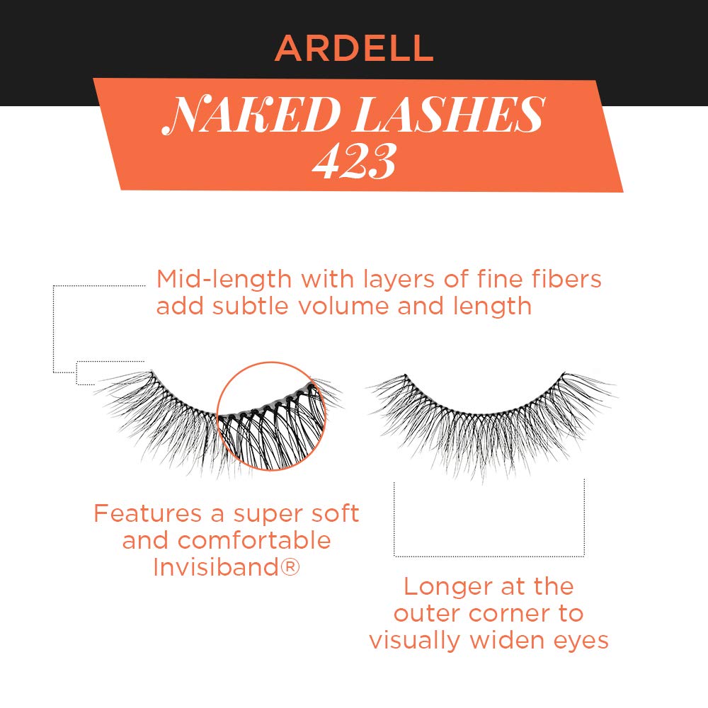 Ardell Strip Lashes Naked Lashes #423, 4 works x 1-Pack, Black, 4 pair (Pack of 1) - Image 3