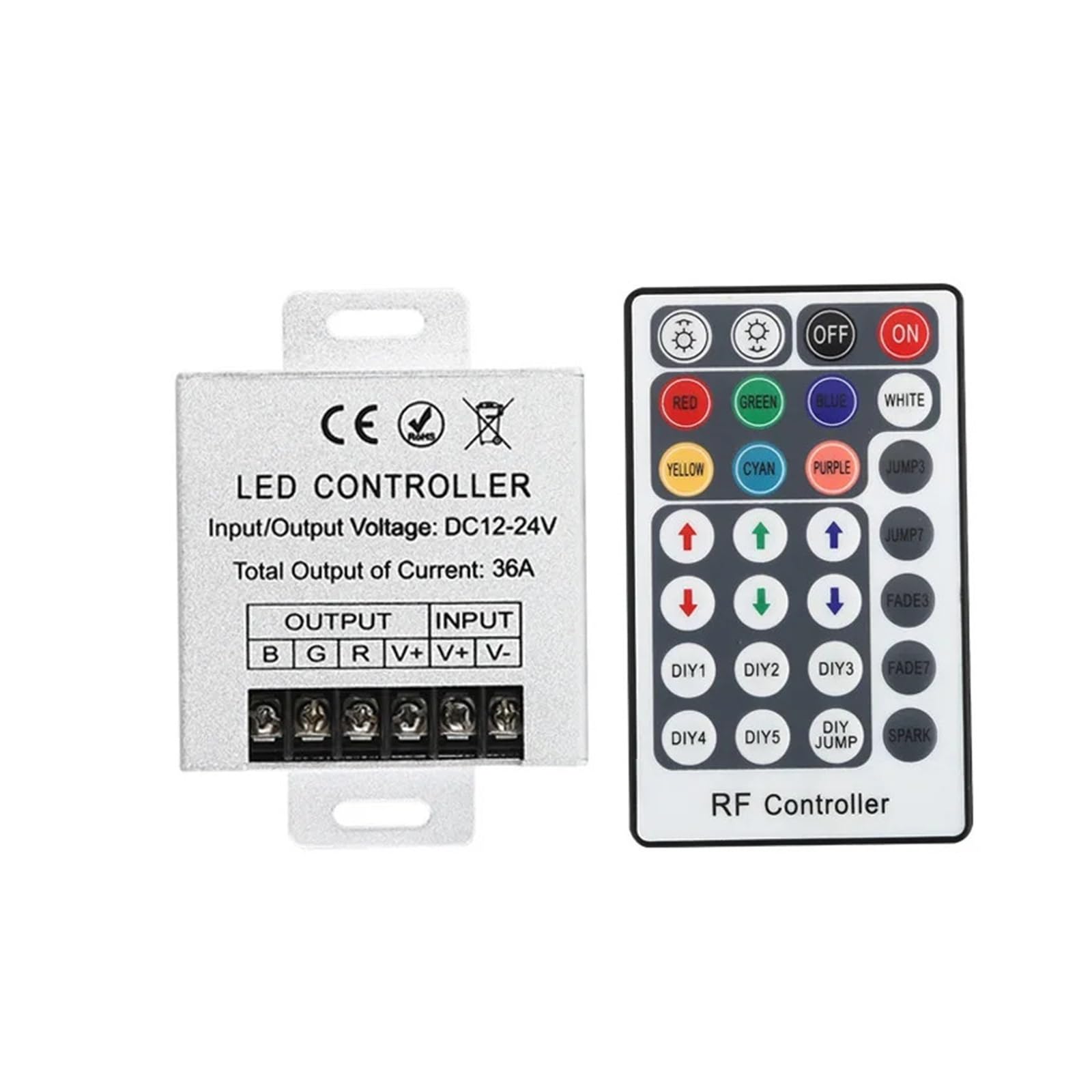 Il controller LED RGB è adatto for il telecomando for strisce luminose LED 12V 24V 18A 36A SMD 2835 5050 Controller for strisce luminose LED RGB(44 IR,36A 12-24V)