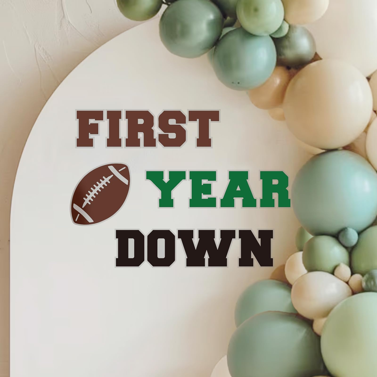 First Year Down Decal - Football Birthday Backdrop Sign, Boy 1st Birthday Party Decor