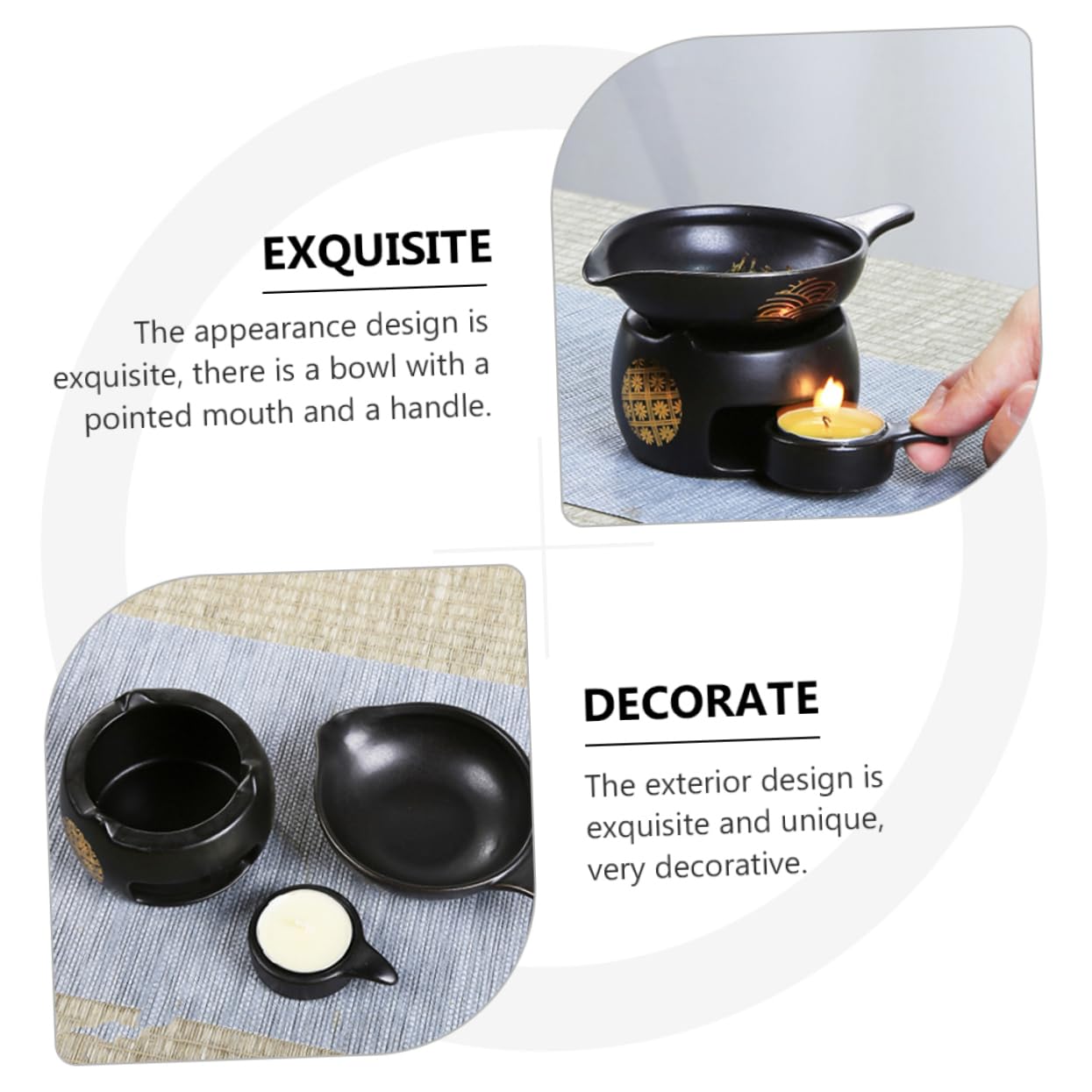 Horno de Té Mini de Cerámica Negro, 1 Juego, para Casa | Dispositivo para Despertar el Té, Decoración de Escritorio, Accesorio de Té