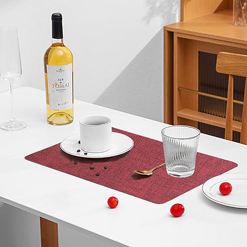 Miniatura 9 de Yangkluib - Juego de 2 manteles individuales lavables de piel sintética de doble cara, manteles individuales fáciles de limpiar, impermeables,