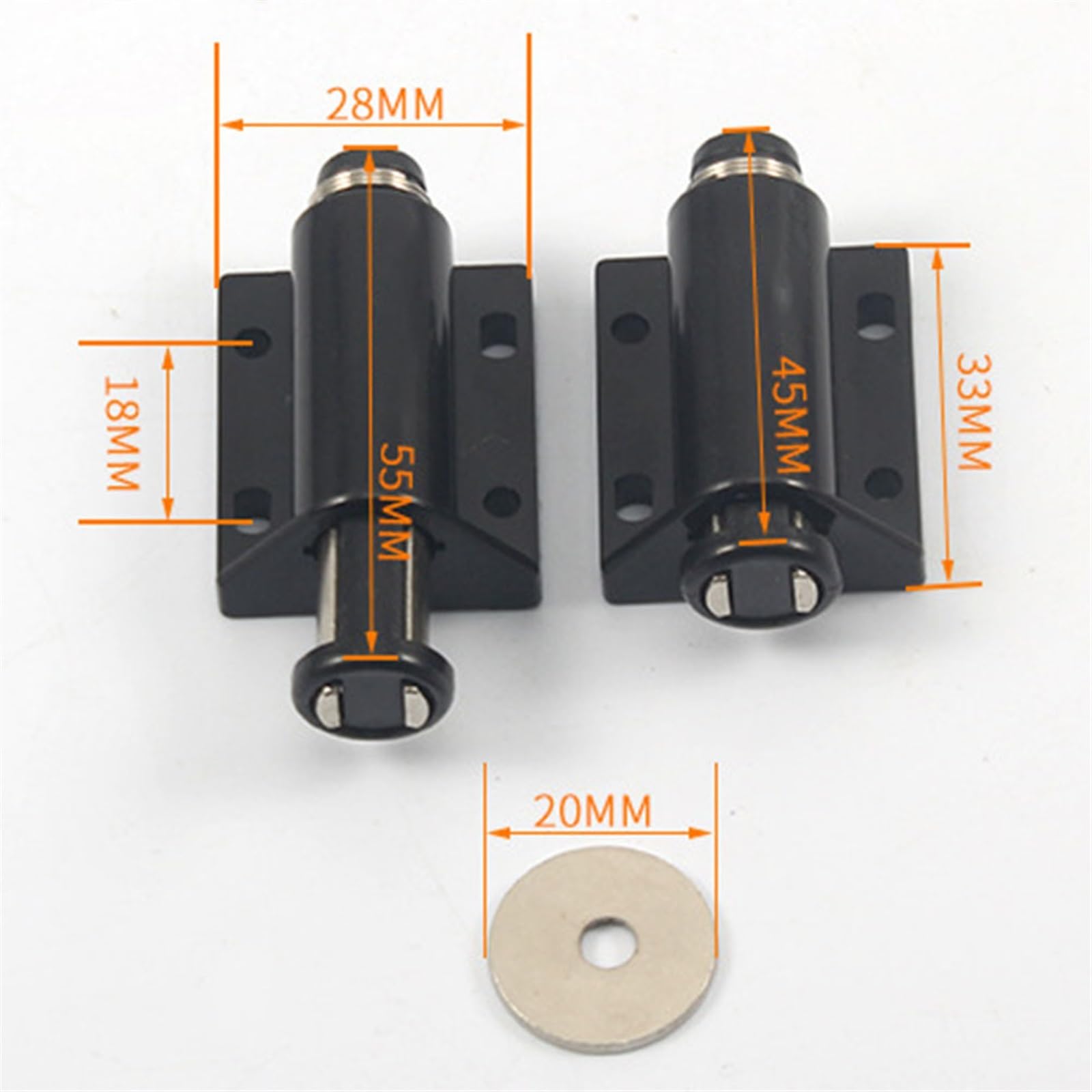 Magnetischer Schranktürdrücker, Magnetschnäpper, Türschließer, Push-Open-Magnet, Schranktürschnäpper for Kleiderschrank, Push-Typ-freier Griff(Black)