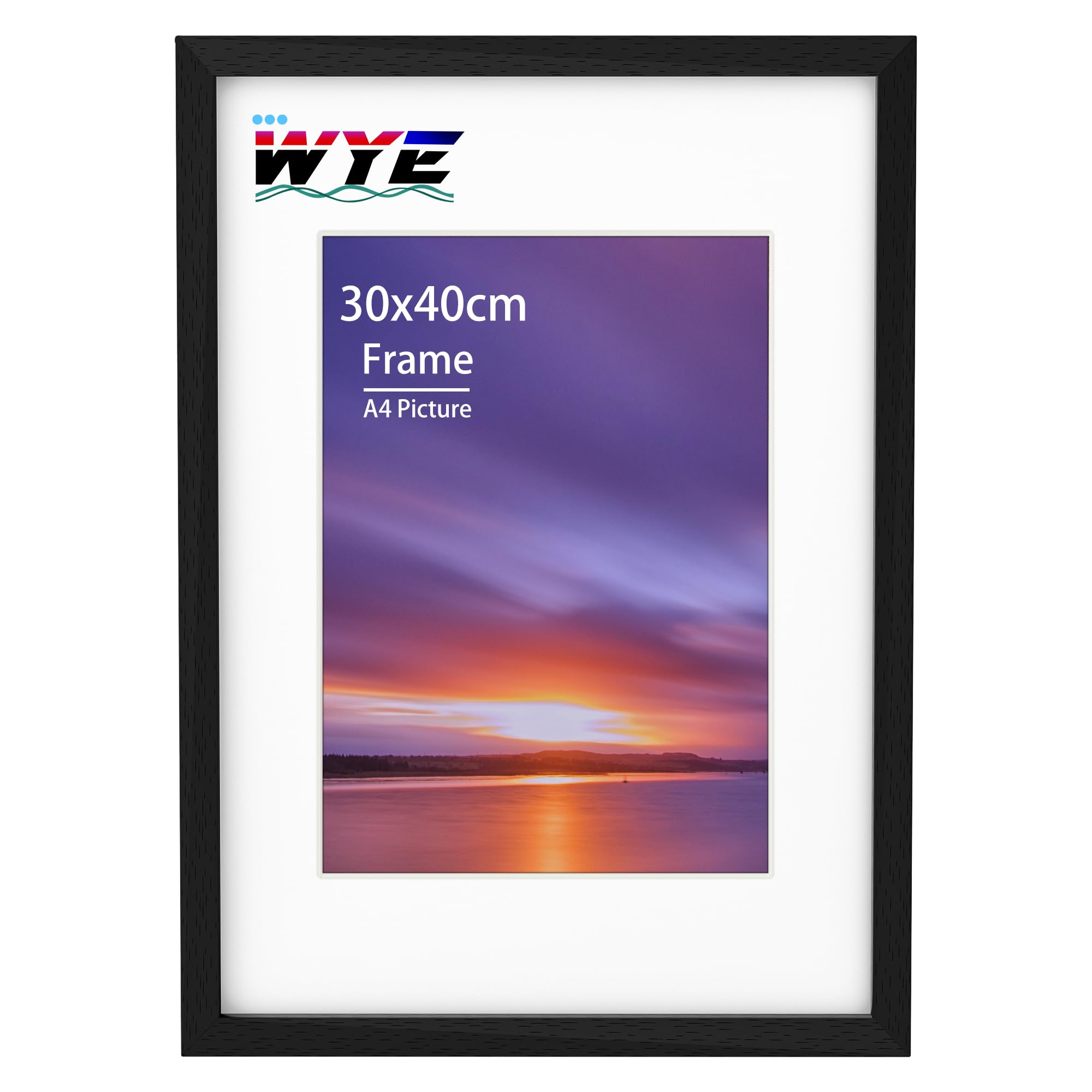 wyewye cornice 30 x 40 cm in legno, fotogramma bianco nero motivo stampato 30 x 40 cm / 20 x 28,7 cm, illustrazione, certificato in vetro acrilico
