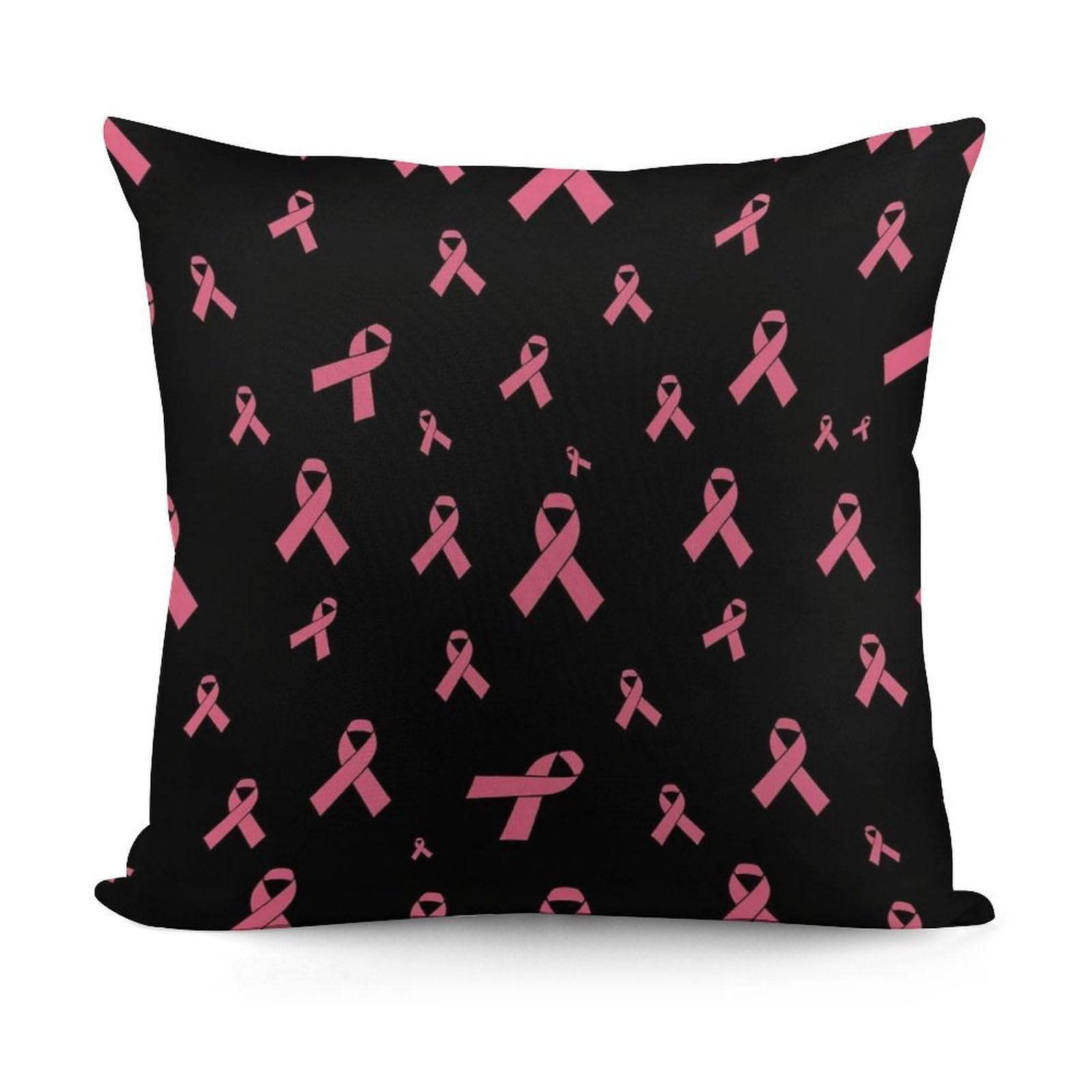 Smazdfxx Picture(341) Fashion Softffy Pattern Decorative Breast Cancer Awareness Ribbons Black Pillow Covers For Sofa, Couch, Living Room