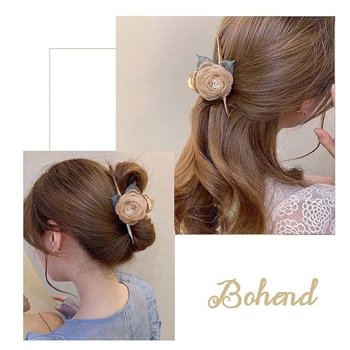 Miniatura 3 de Bohend Pinza para el pelo de flor grande, antideslizante, grueso, fuerte, accesorios de peinado para mujeres y niñas