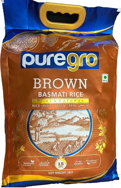 Puregro Pure & Natural Brown Basmati Rice, 5 kg (Pack of 1)