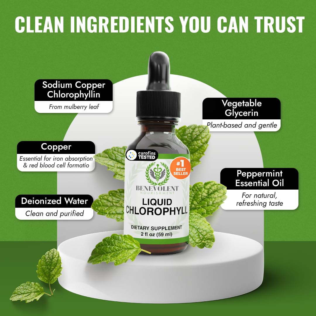 Benevolent Chlorophyll Liquid Drops for Internal Freshness, Peppermint — Amazon image 7