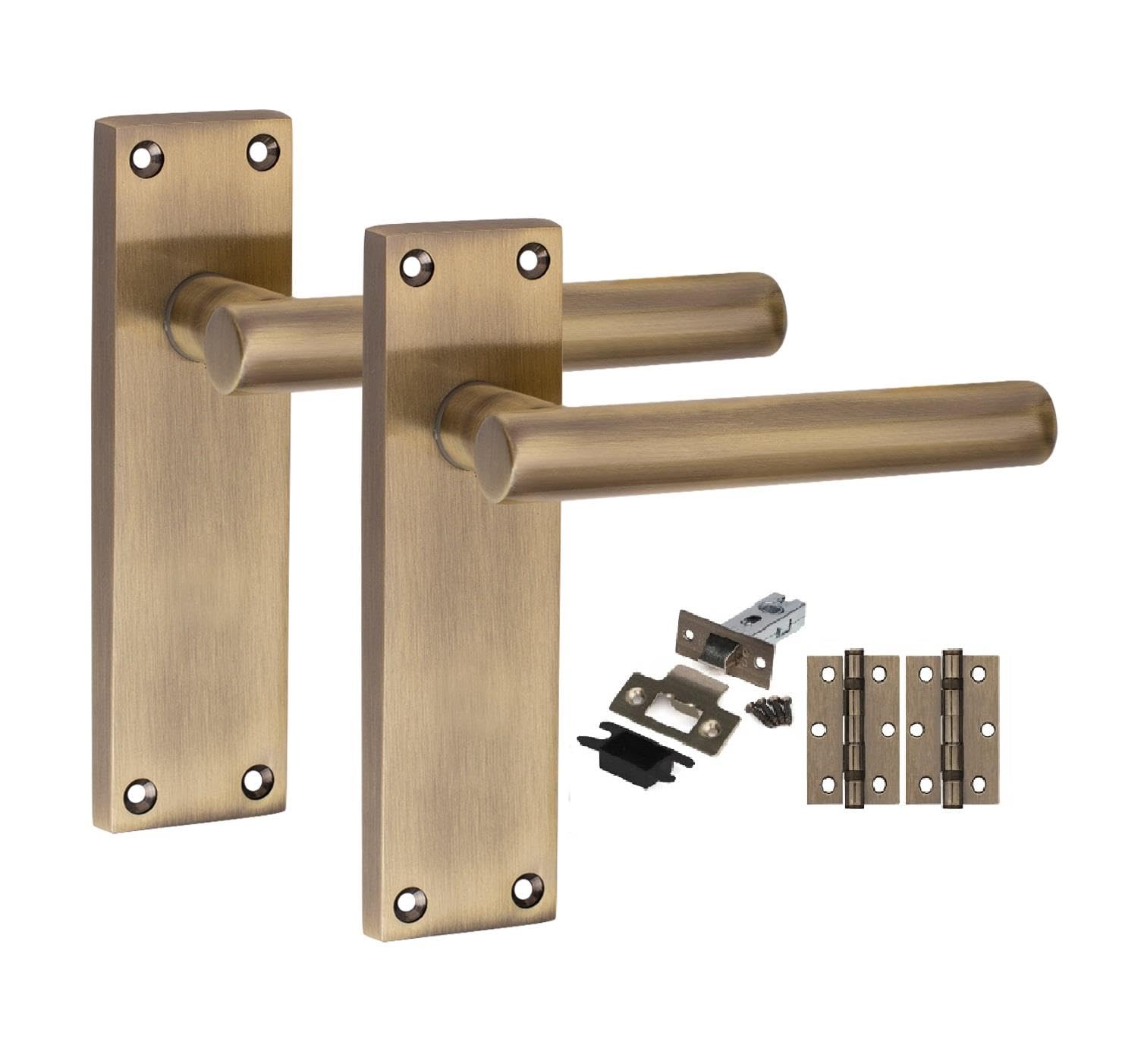 Golden Grace Victorian Straight Door Handle Set, Antique Brass, 1 Set