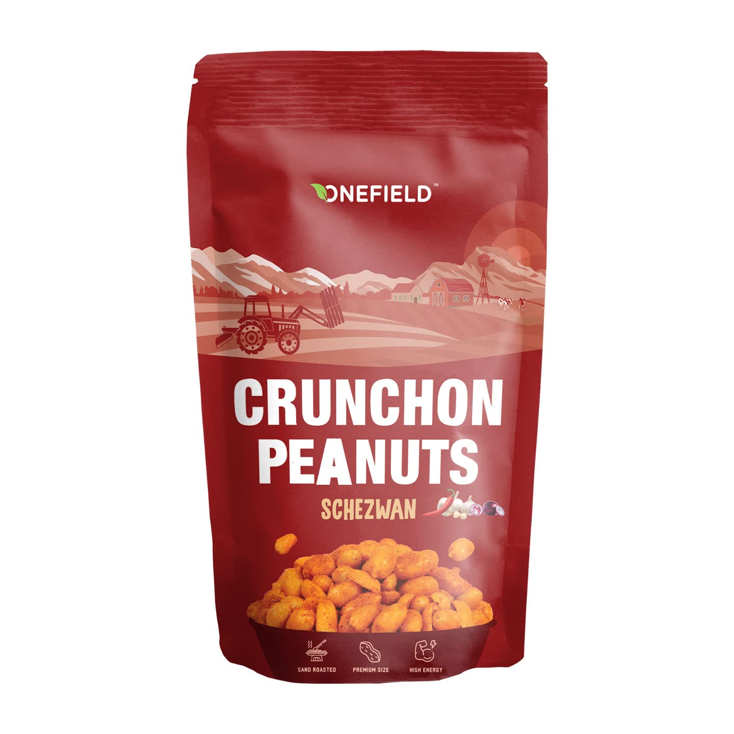 Onefield Crunchon Peanuts Schezwan flavour Pack of 3 (3 x 150g