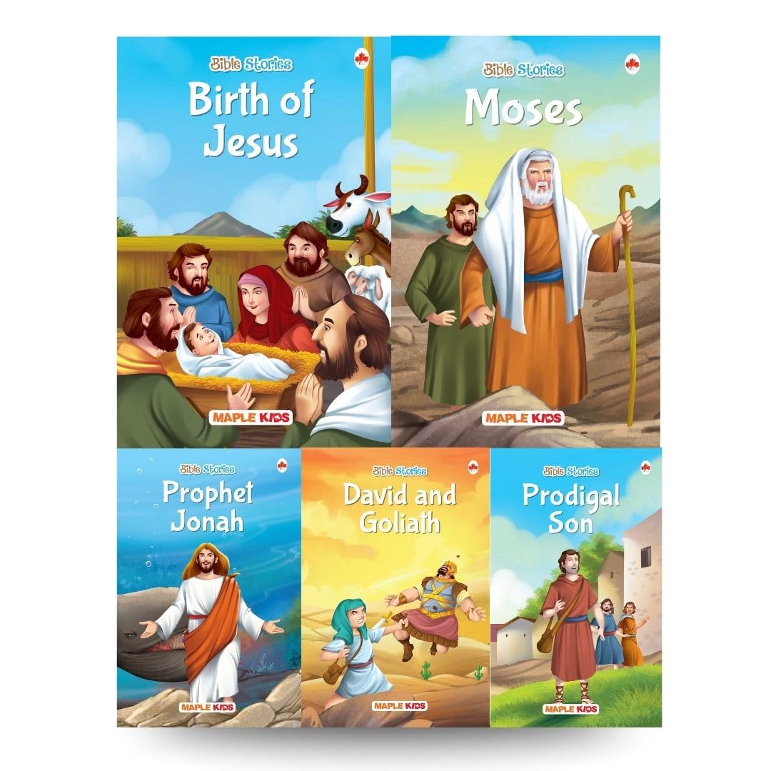 Bible Stories - David and Goliath, Birth of Jesus, Prodigal Son, Prophet Jonah, Moses - for Children (Illustrated) (Set of 5 Books) Paperback – 1 June 2021