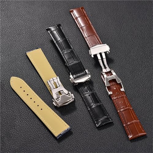 Bracelet de rechange en cuir avec fermoir déployant anti-chute