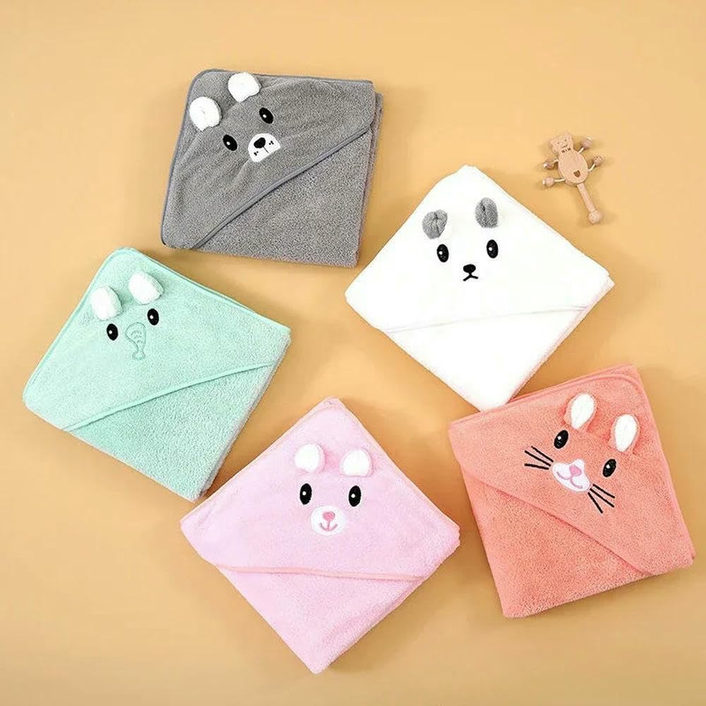 ZBDP Serviette de bain à capuche en velours corail pour bébé Motif éléphant Couverture super absorbante chaude peignoir de bain bébé