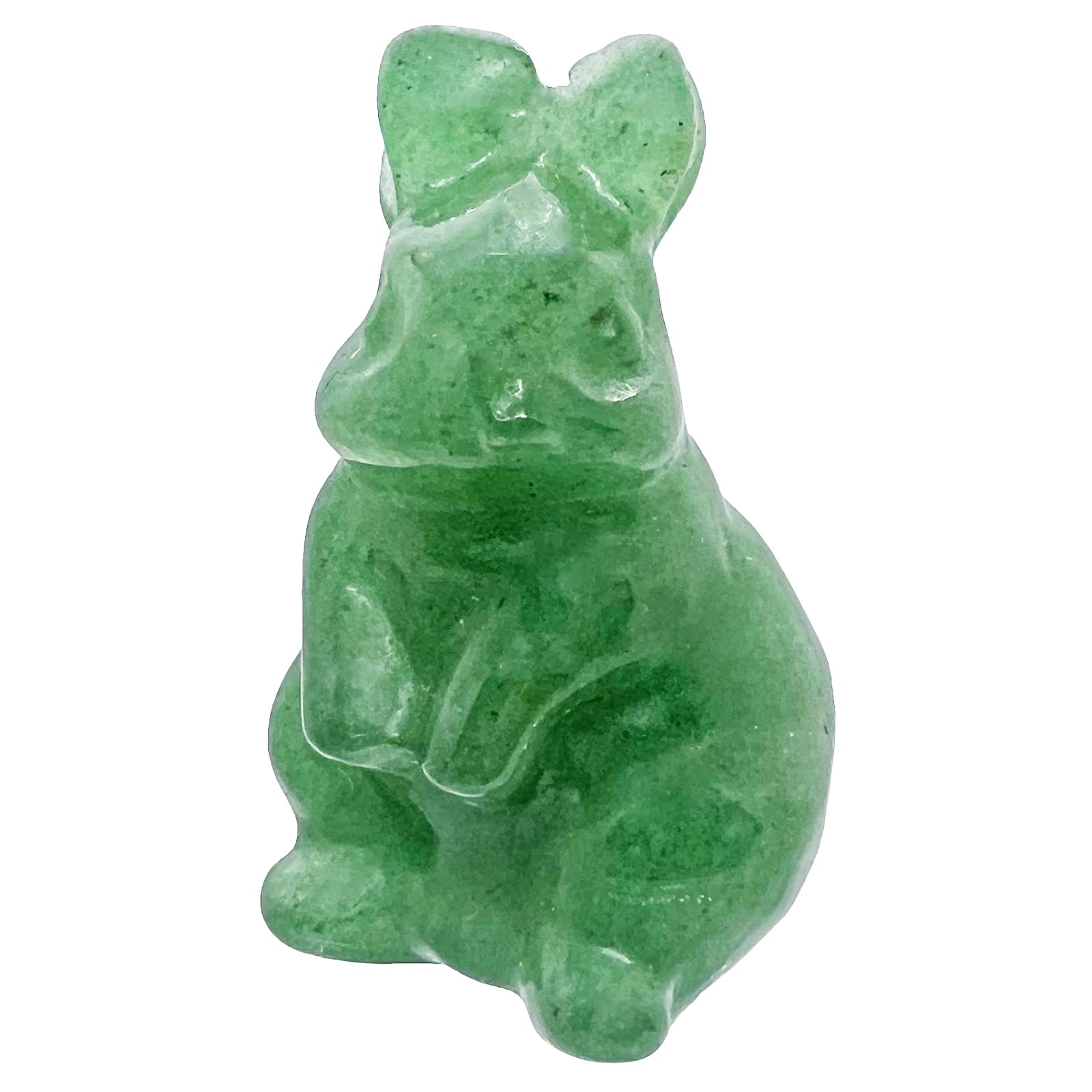 Crystal Stone Rabbit Bunny Pocket Statue, Hand Carved Gemstone Animal Figurines Sculpture Home Decoration Fengshui Easter Day Gift 1.5 Inches, Green Aventurine