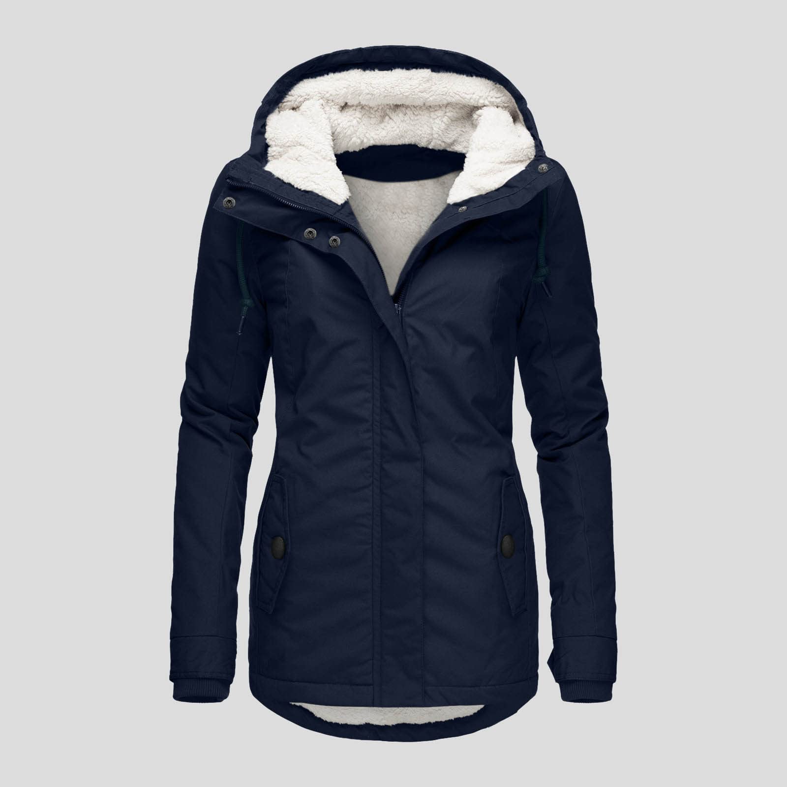 KHIRVWL Winterjacke Damen Lang Winterparka Mit Teddyfell GefüTtert Kapuzenmantel Skijacke Warm Wintermantel Mittellang Winterjacke Dicke Coat GroßE GrößEn Wasserdicht, Winddicht, Atmungsaktiv