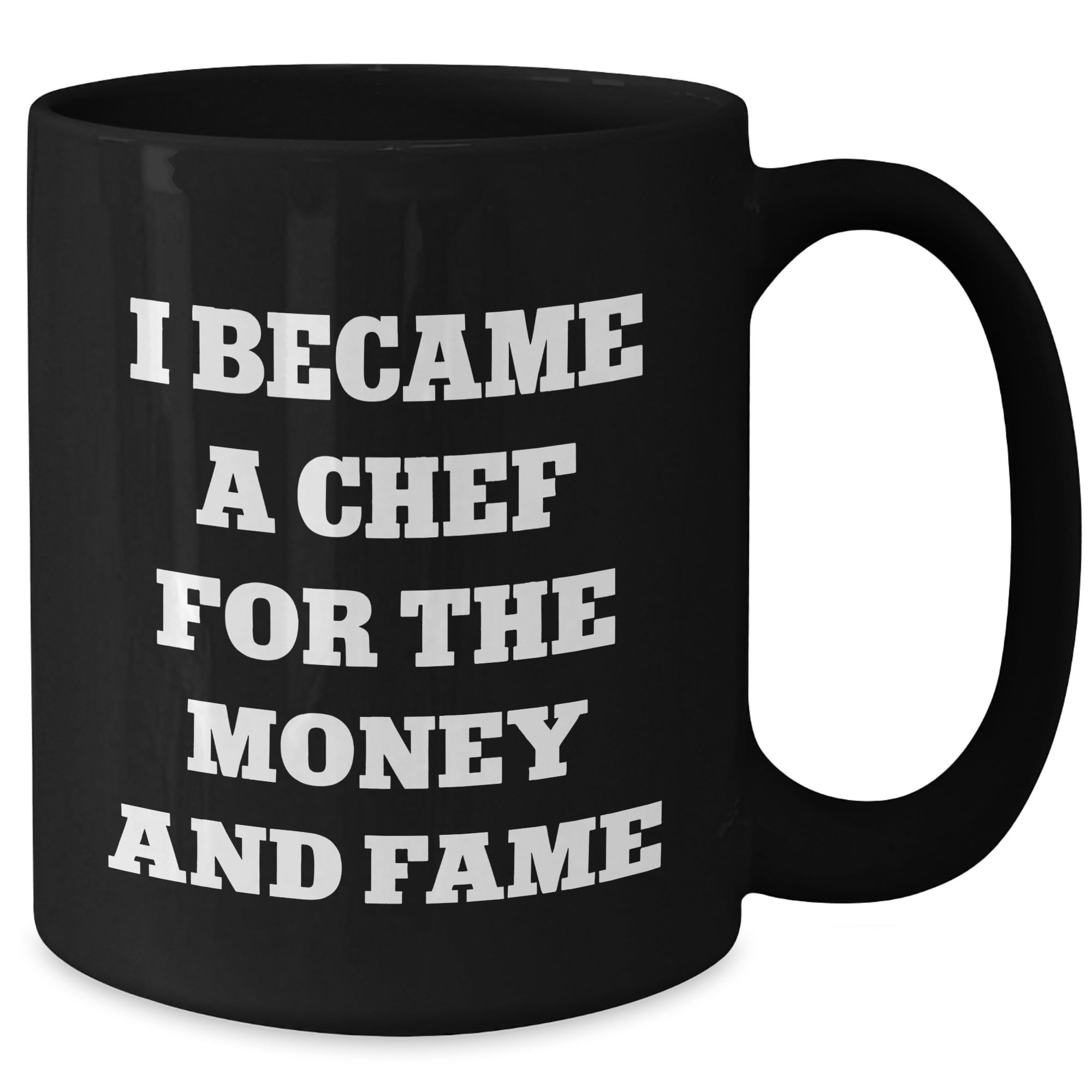 Chef's Humorous Christmas Unique Gift: I Became A Chef For The Money And Fame Black Coffee Mug, Gifts from Friends for Chef, 11oz or 15oz, Microwave and Dishwasher Safe