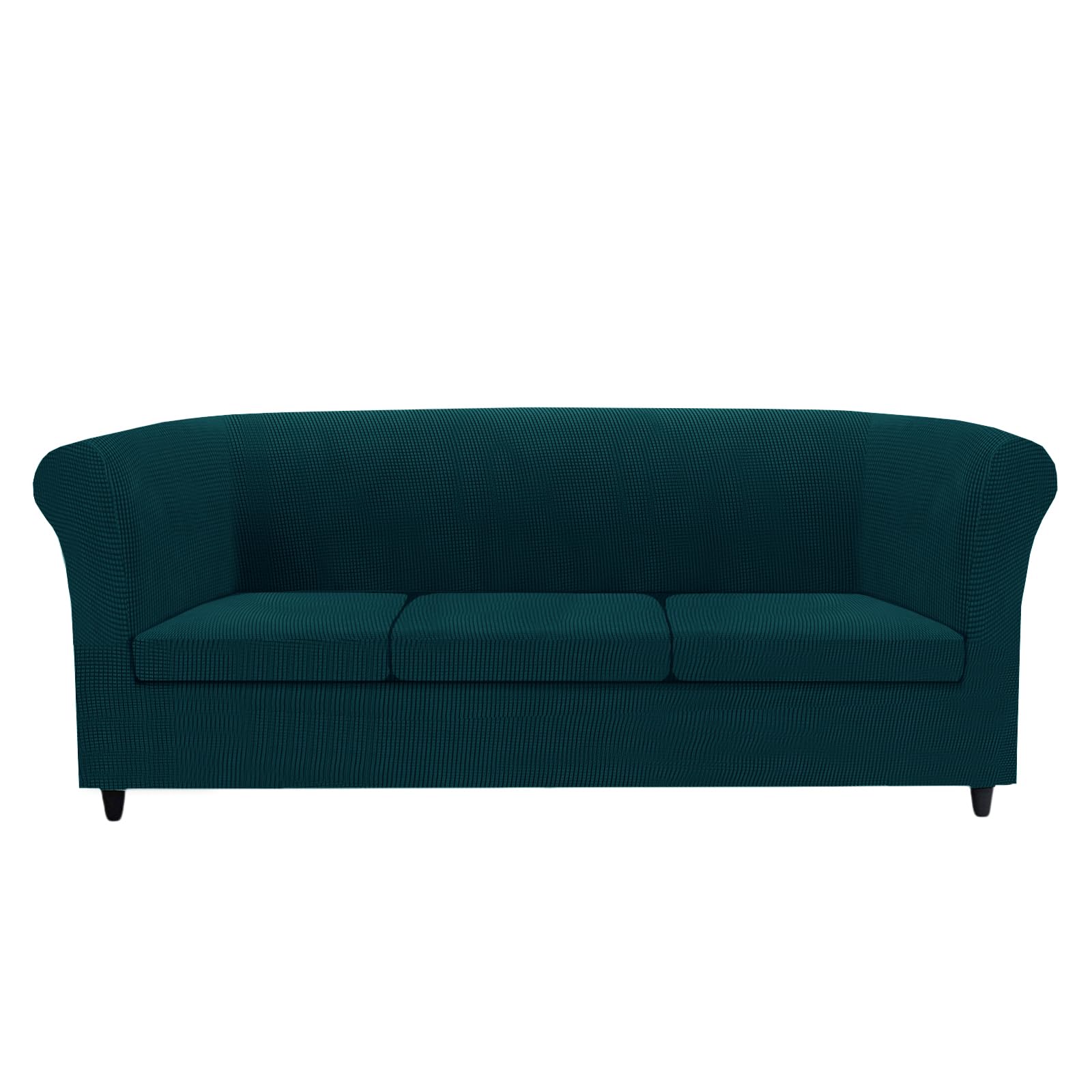 KYJSW Chesterfield Sofa Cover Stretch Jacquard Fabric Couch Slipcover With Armrests Cushion Cover Seat Cover Non-Slip Furniture Protector (Blue green,SOFA+3 LARGE SEATS)