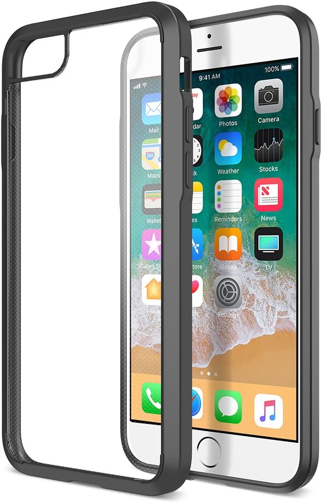 Trianium iPhone 8 Plus 7 Plus Case, [Clarium Series] Protective Cover for Apple iPhone 7 Plus / 8 Plus Case [Shock Absorption] Premium TPU Bumper Cushion + Hybrid Rigid Clear Back (Clear Jet Black)