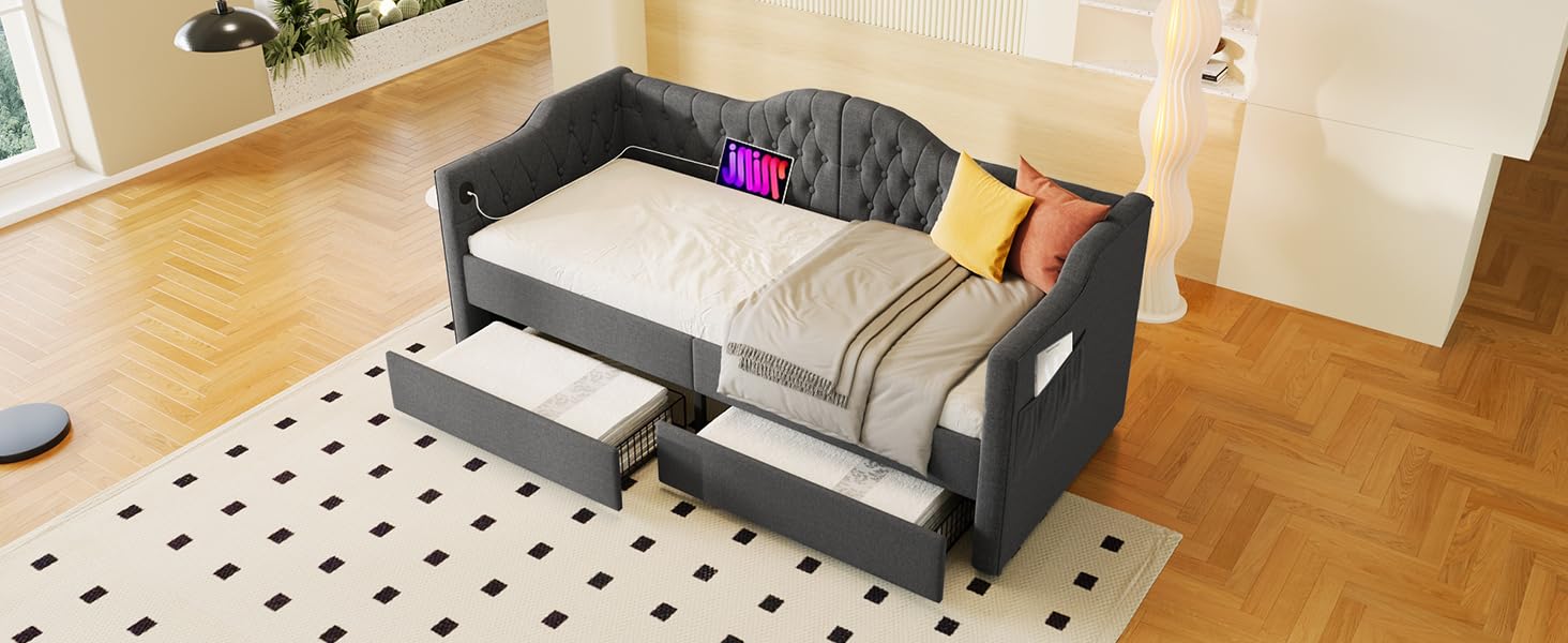 Fasba Diván con Almacenamiento Integrado y Puerto USB, Ideal para Habitaciones pequeñas y familias Modelo FCLYD-AB20424344G
