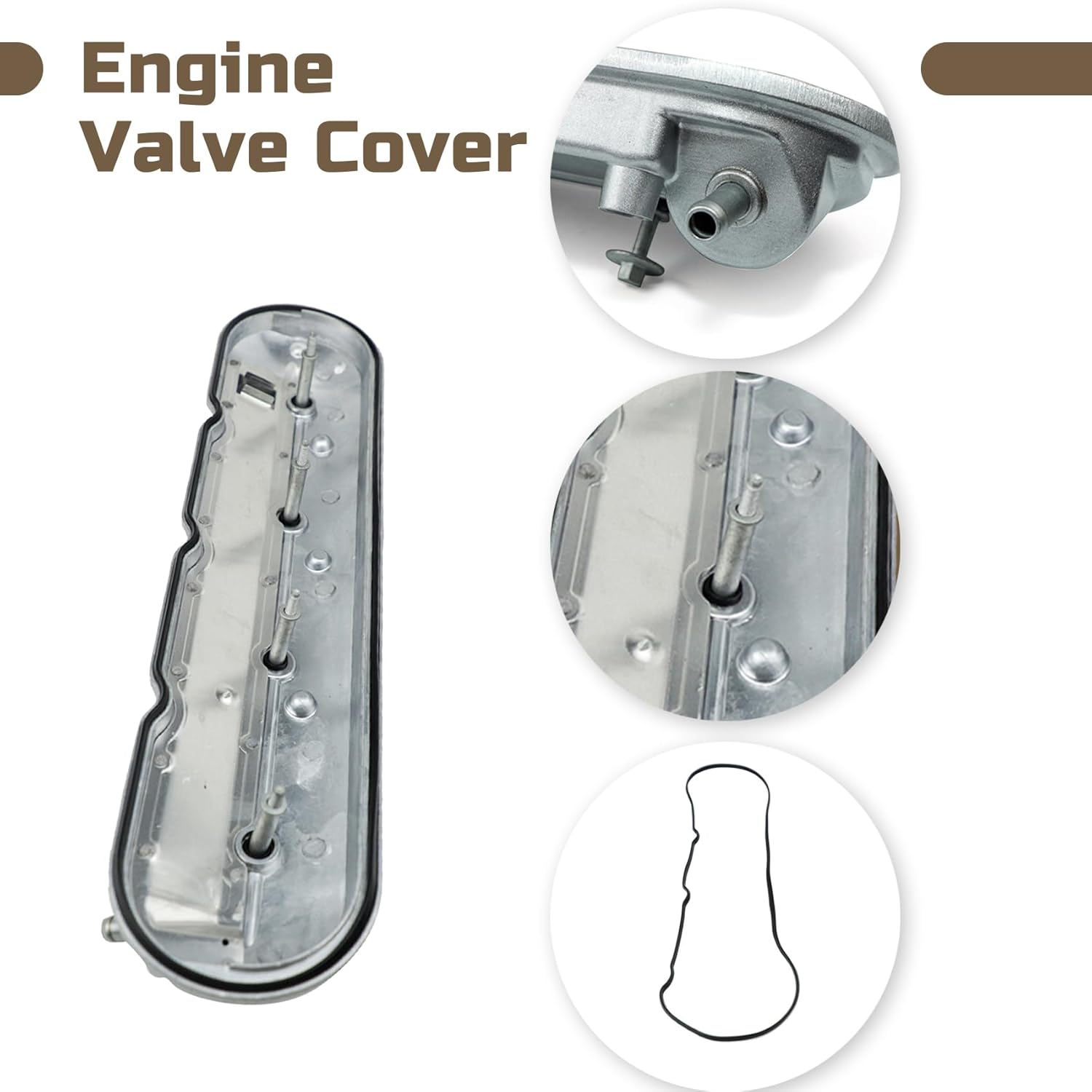 Left Driver Side Engine Valve Cover with Gaskets & Bolts Fit For GMC Sierra Yukon Envoy | Chevy Silverado Suburban Trailblazer Camaro | Pontiac Firebird G8 Replace # 12570427 264-965