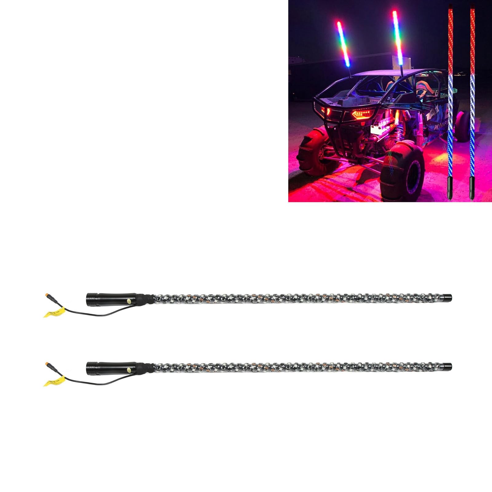 Luz de Látigo LED, 2 Luces de Látigo LED de 3 Pies con Asta de Bandera Control de Aplicación de Color RGB Luz de Látigo de Persecución para UTV ATV Camión Barco 12-24V
