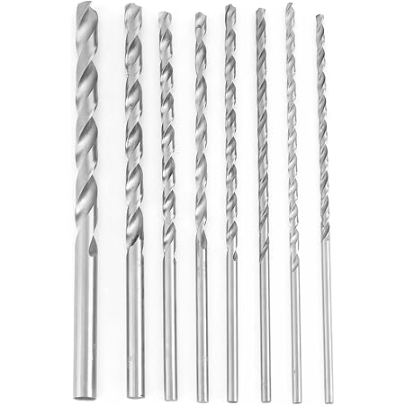 8Pcs Drill Bit Set, 200mm Extra Long High Speed Steel Straight Shank ...