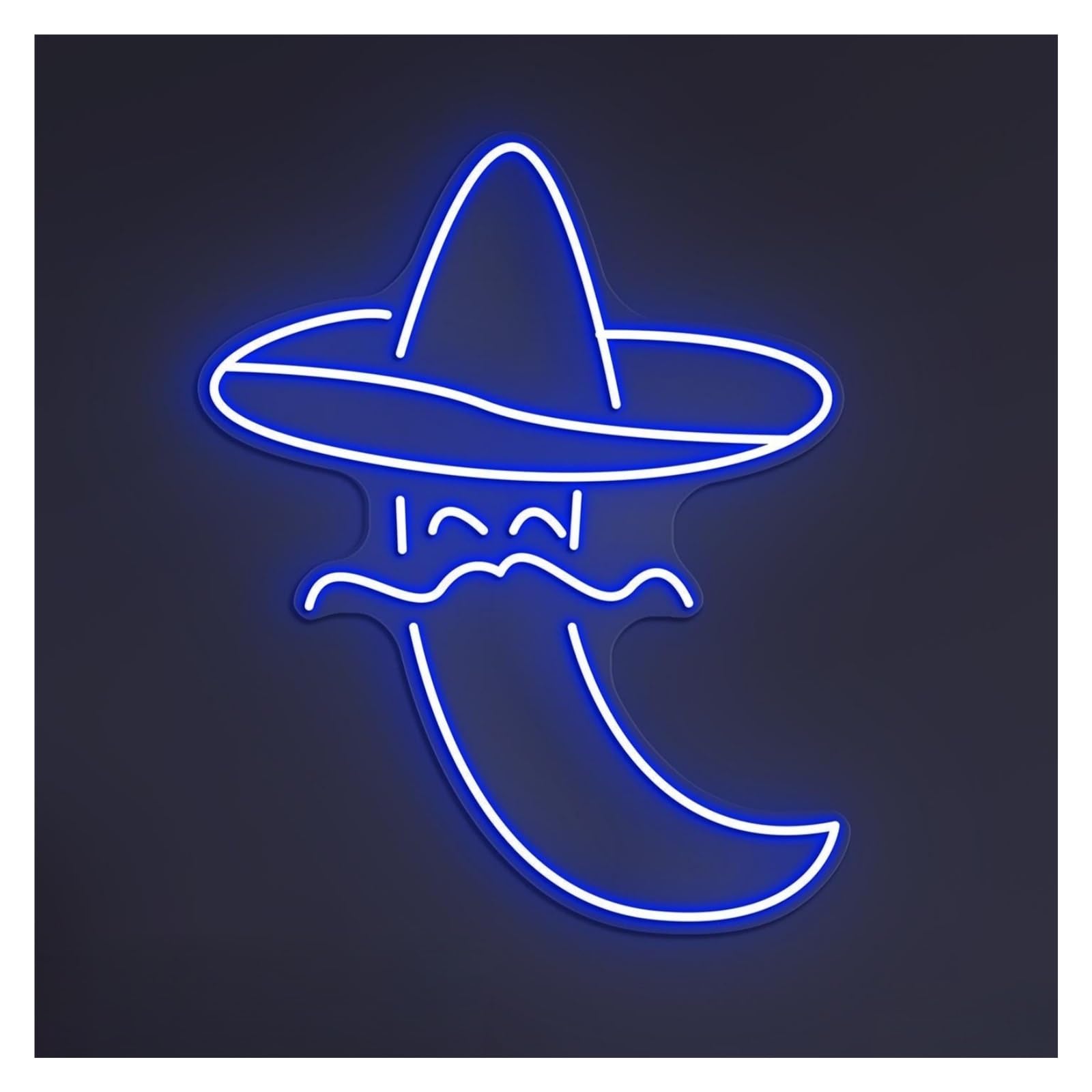 Hanging Art Neon Signs Cute Chili Neon Sign, Suitable For Restaurant Decor With Brightness Adjustable 38cm(Blue)