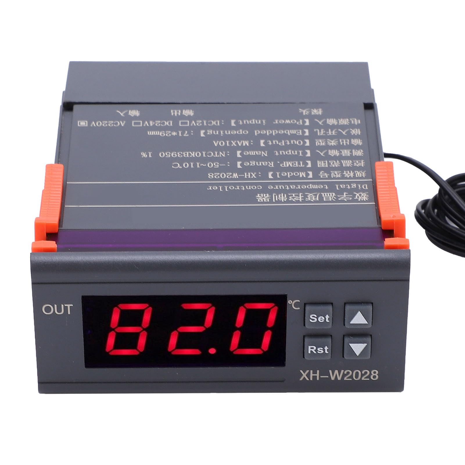 Termoregolatore digitale Termostato accurato per frigorifero e congelatore ABS fai-da-te nero (AC220V)