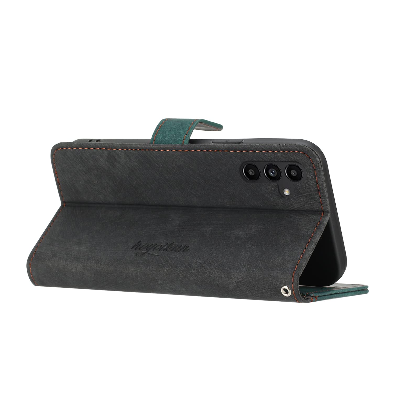 Funda Compatible con Samsung Galaxy A14 5G,Regalar 2 Piezas Protector de Pantalla.Flip Leather Edition,Funda de Cuero PU con Cáscara de TPU,[Soporte Plegable] [Cierre magnético]-Verde - 4