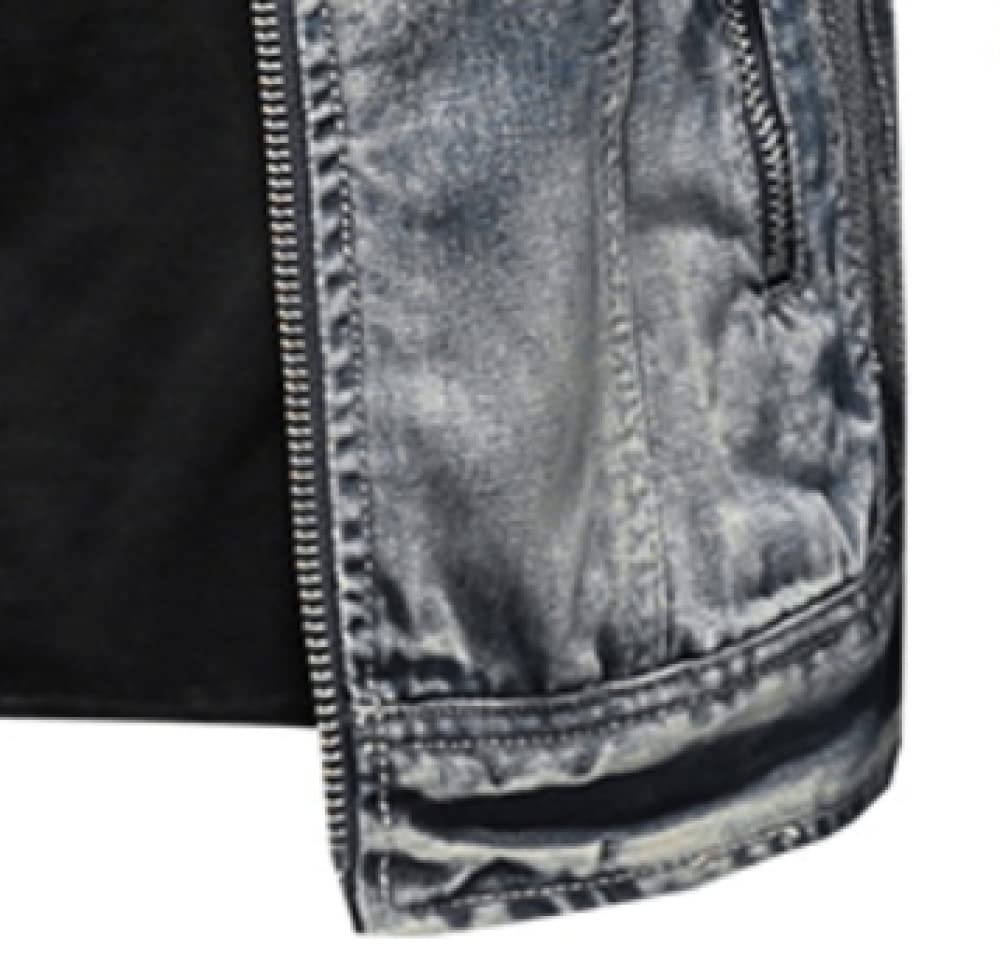 Giubbino Jeans Uomo, Giacca Trucker Giacca Jeans Vintage Grigio Blu Washed Jeansjacke Giacca Moto Stretch Giacca Transitional Cerniera Giacca Casual Slim Fit per Donna Uomo,M