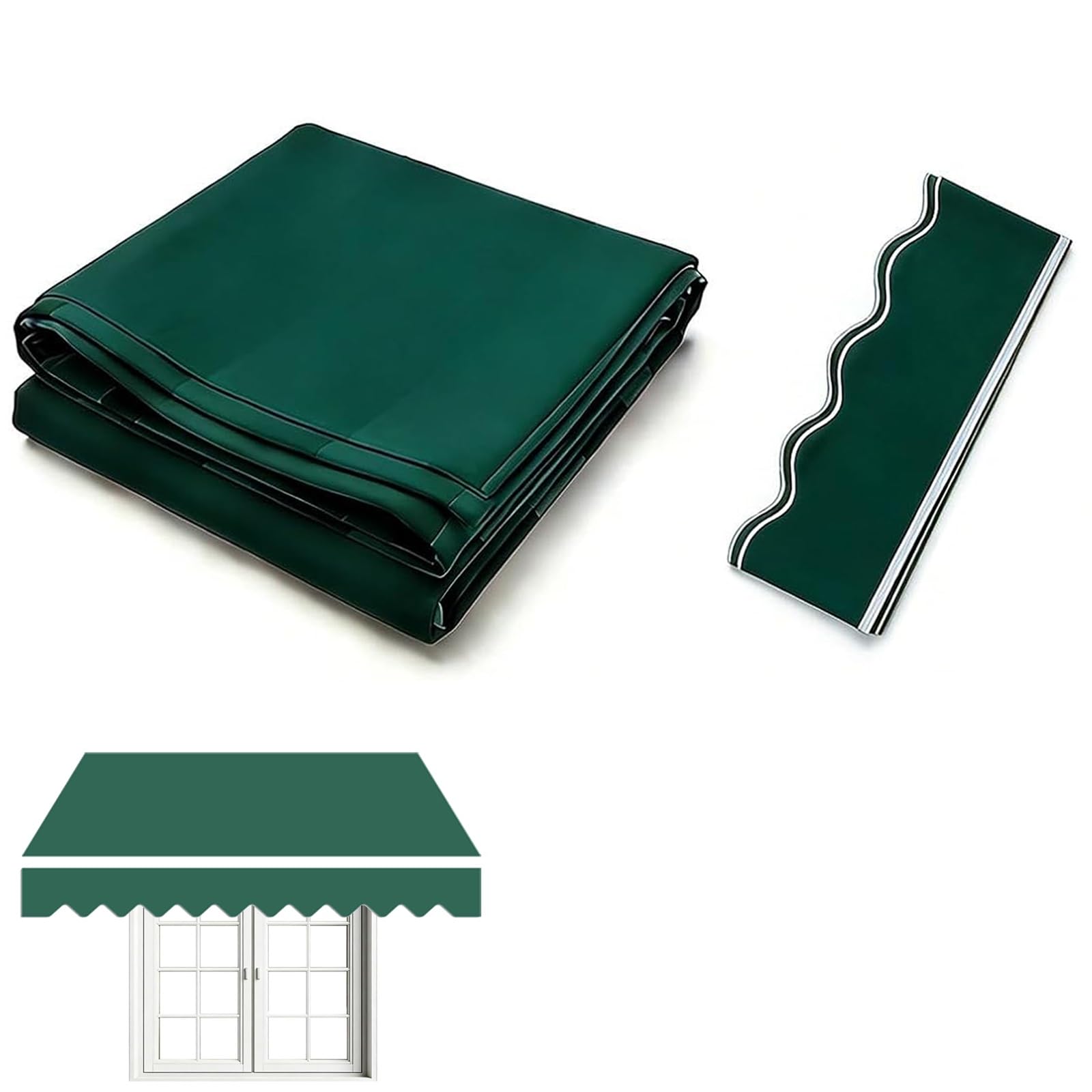 ROFBIHG Retractable Awning Patio Sun Shade Shelter Replacement Fabric Top Cover (Fabric Only) Patio Awning Replacement Fabric, Window/Door Canopy Cover for Retractable Awning(Green,3x2.5m (10x8.2ft))