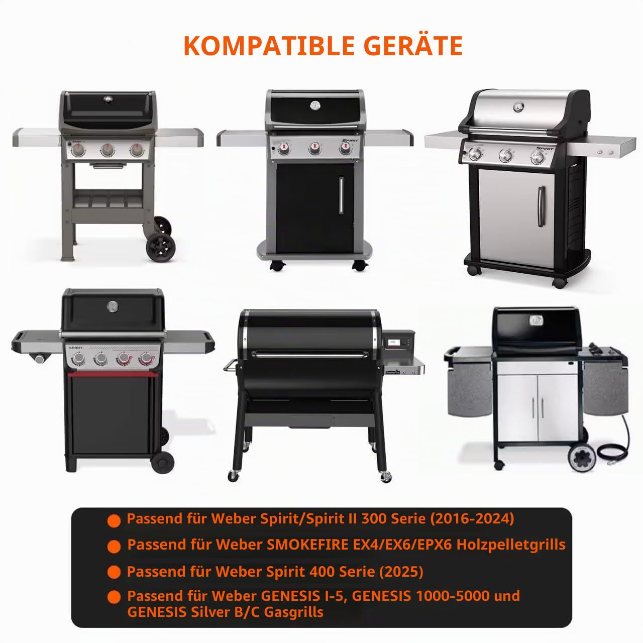 onlyfire Grillrost Edelstahl mit Rund Eingebauter Zubehör für Weber Spirit I/II 300 Serie und Genesis 1000-5000 Gasgrills, Rost-in-Rost System, Passend für Smokefire EX4/EX6/EPX6 Holzpelletgrills