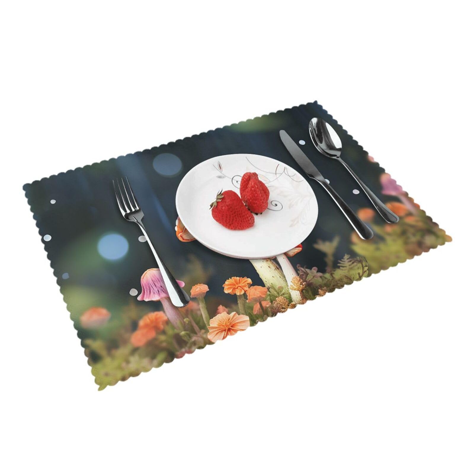 Placemats Set of 4 Heat Resistant Woven Place Mats for Dining Table Colorful mushrooms Placemats Washable Wipeable PVC Table Mats Indoor/Outdoor Place Mats for Party Kitchen Decor 30x45 cm
